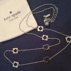Kate Spade silver-tone HOLE PUNCH long flapper station necklace Ace Spade Logo